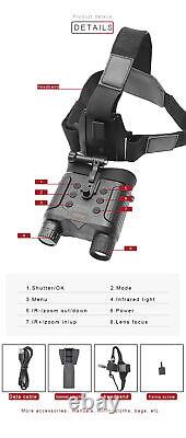 FHD Night Vision Goggles Binoculars Digital IR Head Mounted Hunting Rechargeable