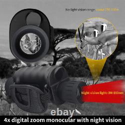 HD Digital Night Vision Monocular 4X Zoom 850nm Infrared Scope IR Camera Video