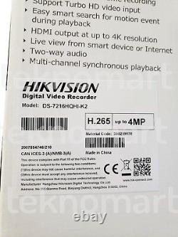 Hikvision 4mp Ds-7216hqhi-k2 16ch Hd-tvi Dvr + 8ch Ip Input In Total 24ch H. 265+