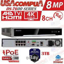 Hikvision 8CH 8 POE 8MP NVR 2TB H. 265 DS-7608NI-Q2/8P 4K-HDMI 2-SATA PORT