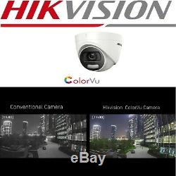 Hikvision CCTV 4K DVR 5MP ColorVu Dome Camera DS-2CE72HFT-F IP67 20M System UK