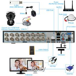 KKmoon 16CH 1080P 5in1 AHD DVR 1500TVL Outdoor CCTV Security Camera System Kit