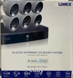 Lorex 4K Ultra HD 8 Channel 2TB DVR 6 4K Active Deterrence Security Cameras