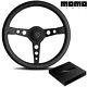 Momo Prototipo Black Edition 350mm Premium Leather Steering Wheel. New