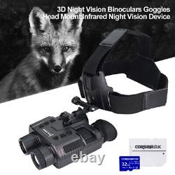 NV8000 Night Vision Goggles Binoculars Digital IR Head Mounted Hunting with 32GB
