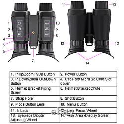 NV8300 1080P Digital Night Vision Goggle Binocular Zoom 32GB IR 850nm NVG Helmet