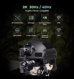 NVG20 Helmet Night Vision Monocular Wide View 40° 940nm IR WIFI Digital Starligh