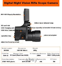 NVS30 Digital Night Vision Rifle Scope WIFI Connect 1080P Camera Recorder 850nm