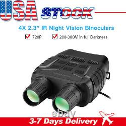 Night Vision Device Binoculars 300 Yards Digital IR Telescope 4xZoom Optics 2.3