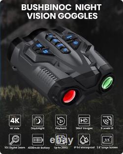 Night Vision Goggles, 4K Night Vision Binoculars for Adults, 10X Digital 4000mAh