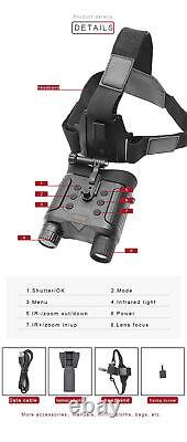Night Vision Goggles Binoculars HD Digital IR Head Mounted Hunting Rechargeable
