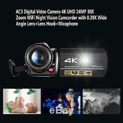 ORDRO 3 4K Full HD 24MP DV 30X Zoom WIFI IR Night Vision Digital Video Camera
