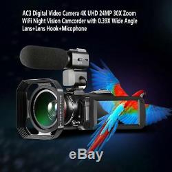 ORDRO 3 4K Full HD 24MP DV 30X Zoom WIFI IR Night Vision Digital Video Camera