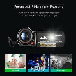 ORDRO AC3 4K 24MP WIFI IR Night Vision Digital Camera + 0.39X Wide Angle Lens