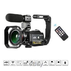 ORDRO AC3 4K WiFi Digital Video Camera Camcorder 24MP 30X + Microphone + Holder