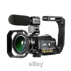 ORDRO AC3 4K WiFi Digital Video Camera Camcorder 24MP 30X + Microphone + Holder