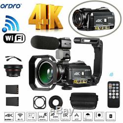 ORDRO AC3 4K WiFi Digital Video Camera Camcorder DV 30X+Lens +Microphone+Holder