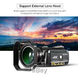 ORDRO AC3 4K WiFi Digital Video Camera Camcorder with Lens+Microphone+Hood F1E2