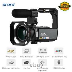 ORDRO AE8 4K HD 3.0 inch Touch Screen 16X WIFI Digital Video Camera Night Vision