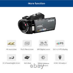 ORDRO AE8 4K HD 3.0 inch Touch Screen 16X WIFI Digital Video Camera Night Vision