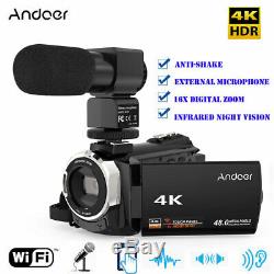 Professional 4K 1080P Ultra HD 48MP 16X ZOOM Digital Video Camera Camcorder IR