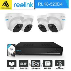 Reolink 5MP PoE Security Camera System 8CH NVR Video Surveillance RLK8-520D4-5MP