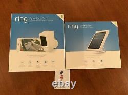 Ring Security Surveillance Camera Spotlight Cam Solar Wireless Battery HD White