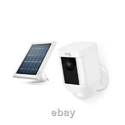 Ring Security Surveillance Camera Spotlight Cam Solar Wireless Battery HD White