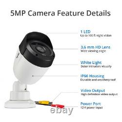 SANNCE 5MP 8CH DVR Video Security AI Light Alert Home Outdoor Camera System 4TB