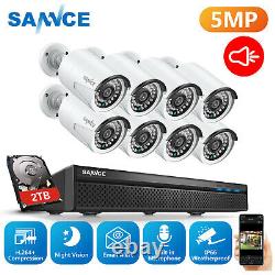 SANNCE 8CH 5MP NVR CCTV IP Security POE Camera System Home Outdoor Network 0-2TB