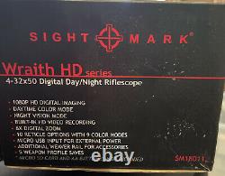Sightmark Wraith HD 4-32x50 1/4 MOA Black Digital Night Vision Riflescope SM1801
