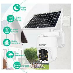 TMEZON WiFi IP PTZ Camera 1080P Solar Power Security Outdoor Wireless CCTV Dome