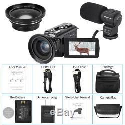Ultra 4K HD 1080P WiFi 48MP Digital Video Camera Camcorder Recorder DV+Mic+Lens