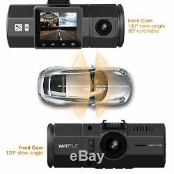 Vantrue N2 Dual Dash Cam-1080P FHD +HDR Front and Back Wide Angle Dual Lens