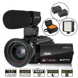 Video Camera 4K Camcorder AiTechny Ultra HD Digital WiFi 48MP 16X Zoom