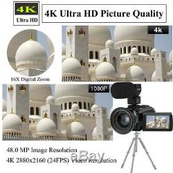 Video Camera 4K Camcorder AiTechny Ultra HD Digital WiFi 48MP 16X Zoom