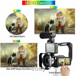 WIFI Camcorder Video Digital Camera 4K Webcam Night Vision 56MP 16X Digital Zoom