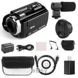 WiFi 4K HD Digital Camcorder Video Camera DV Night vision+Mic+Lens 48MP 16X Zoom