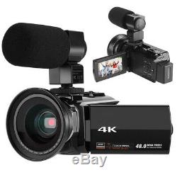 WiFi 4K HD Digital Camcorder Video Camera DV Night vision+Mic+Lens 48MP 16X Zoom