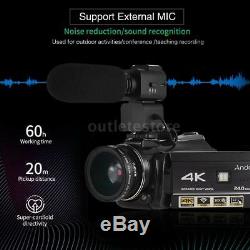 WiFi 4K Ultra HD 30X ZOOM with Microphone Digital Video. Camera Camcorder DV I3H1
