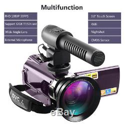 WiFi Video Digital Camera HDMI HD 1080P Night Vision DV Camcorder + Microphone