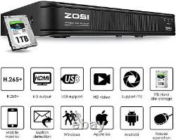 ZOSI H. 265+ 1080P DVR 8CH Video Recorder CCTV Security surveillance System 1TB