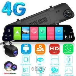 12 Pouces Android 8.1 4g Hd Dvr Gps Nav Bluetooth Rearview Mirror Dash Cam
