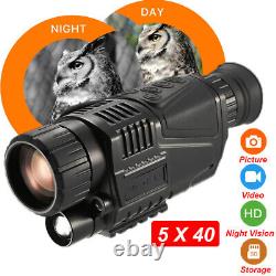5x40 Night Vision Monoculaire Hd Infrarouge Ir Caméra Vidéo Jour Night Hunting Dvr