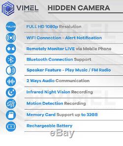 Accueil Alarme Intérieure 64gb Wifi Numérique Horloge Haut-parleur Bluetooth Caméra De Sécurité