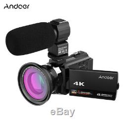 Andoer 4k 1080p 48mp Wifi Caméscope Numérique Caméscope DV + Objectif MIC