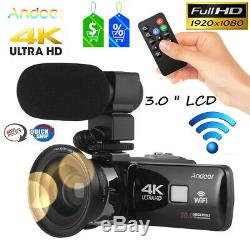 Andoer 4k Ultra Hd Wifi Caméra Vidéo Numérique 16x Ir Night Vision Caméscope V2c2