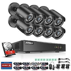 Annke 8+2ch 5in1 H. 265+ Dvr 1080p Hd Camera Home Surveillance System Ip66 1 To