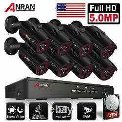 Anran 5.0mp Hd Poe Security Camera System Outdoor 8ch Poe Nvr Avec Vidéo Hdd 2 To