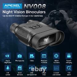 Apexel Vidéo Numérique 12x Zoom Hd Vision Nocturne Jumelles Infrarouges 800m Ir Caméra